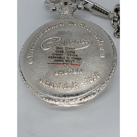 Samuel Colt 1836 Commemoration of The First Revolver Pocket Watch Silver Finish - Picture 3 of 4